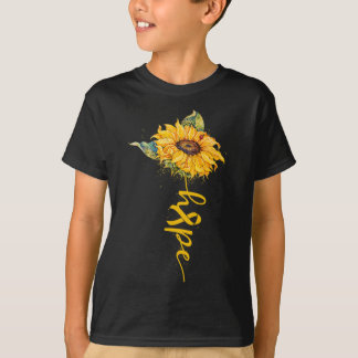 Hope Sunflower Gele Lint Kinderkanker Onderscheidi T-shirt