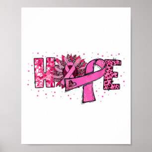 Hope Sunflower Leopard Pink Ribbon Borstkanker A Poster