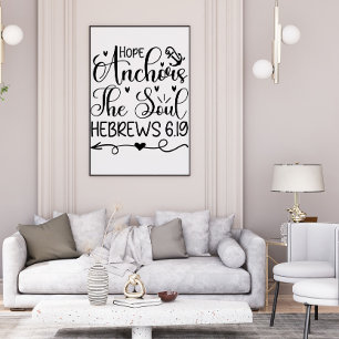 Hope verankert de Soul Black White Christelijke ku Poster