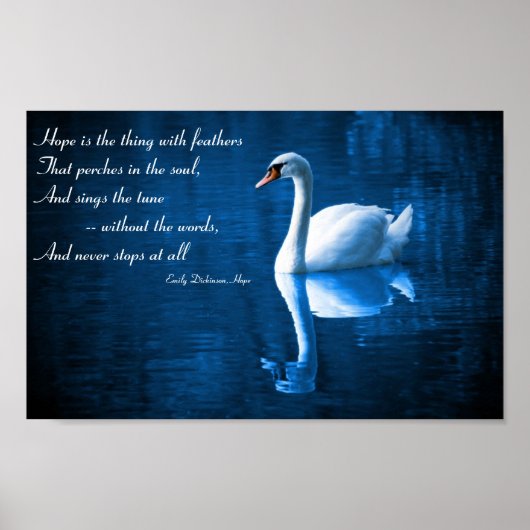 Hope, White Swan on Blue Waters Poster (Devant)