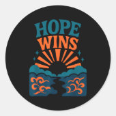 Hope Wins Romans 15_13 Sunrise Ocean Christian Ronde Sticker (Voorkant)