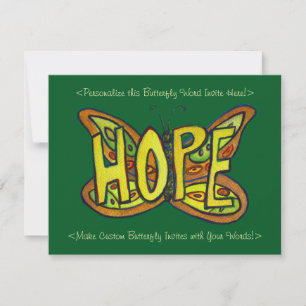 Hope Word Art Butterfly Wings Invitations personna