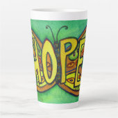 Hope Word Art Green Butfly Wing Cup Latte Mug (Devant)