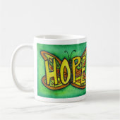 Hope Word Art Green Butterfly Wings Coffee Mug (Gauche)