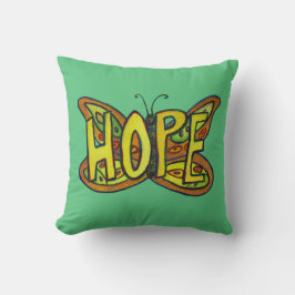 Hope Word Art Groene Vlinder Accent Sierkussennen Kussen