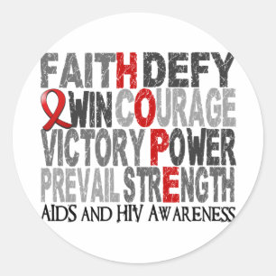 Hope Word Collage AIDS Ronde Sticker