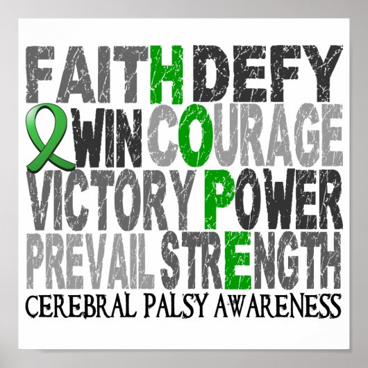 Hope Word Collage Cerebral Palsy Poster (Voorkant)