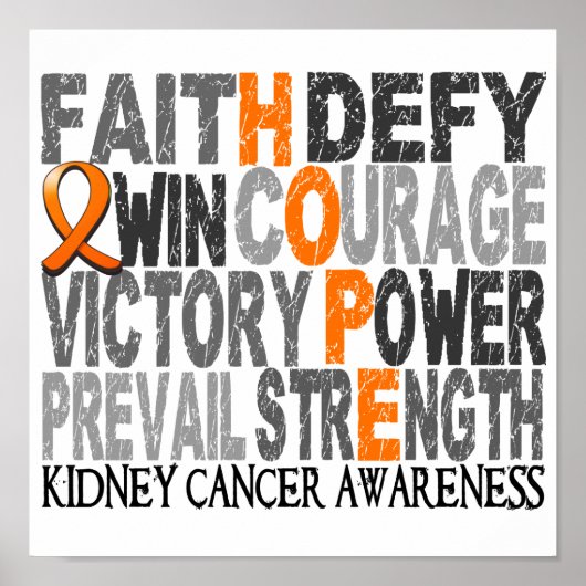 Hope Word Collage Kidney Cancer Poster (Voorkant)