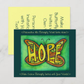 Hope Word Green Butterfly Custom Art Invitations Kaart (Voorkant / Achterkant)