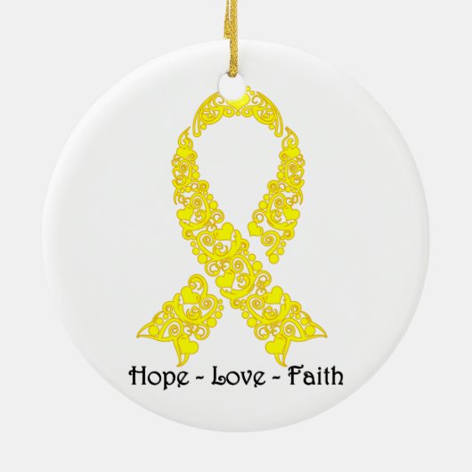 Hope Yellow Awareness Ribbon Keramisch Ornament (Achterkant)