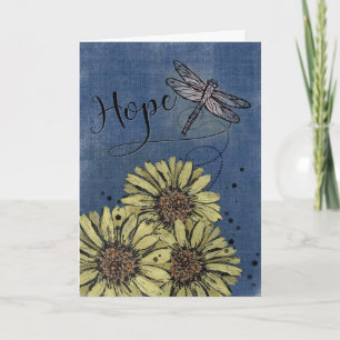 HOPE Zonnebloem Dragonfly op Faded Blue Jeans Kaart