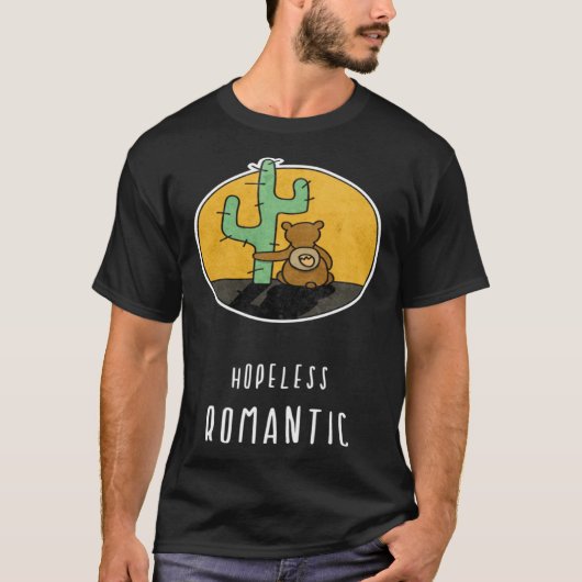 Hopeless Romantic Bear Loves Cactus T-shirt (Voorkant)