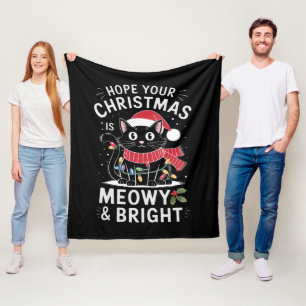 Hopelijk is je kerst Miauwig en fel Kerstkat Fleece Deken