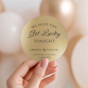 Hopenlijk win je de huwelijksloterij goud ronde sticker