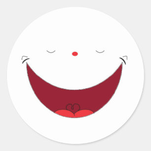 Hopenvol blij gezicht ronde sticker