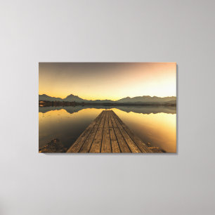 Hopfen-meer met een Jetty- en Alpgebergte Canvas Afdruk