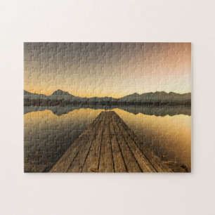 Hopfen-meer met een Jetty- en Alpgebergte Legpuzzel