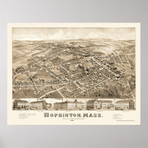 Hopkinton, MA Panoramic Map - 1880 Poster