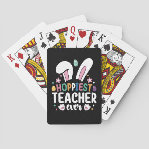 Hoppiest leraar ooit school paashaas eieren pokerkaarten