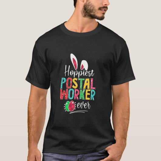 Hoppiest Postal Worker Ever Bunny Ears Buffalo Pla T-shirt (Voorkant)