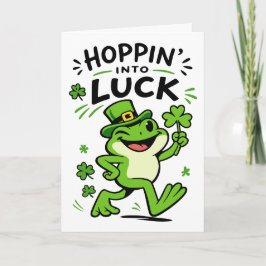 Hoppin Into Luck Funny St Patricks Day Frog Kaart