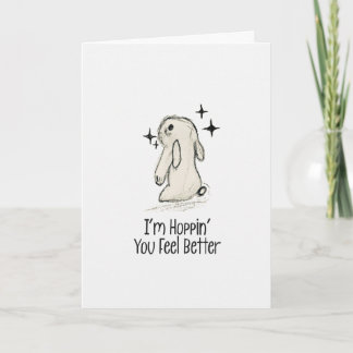 Hoppin’ You Feel Better Bunny Get Well Card Kaart