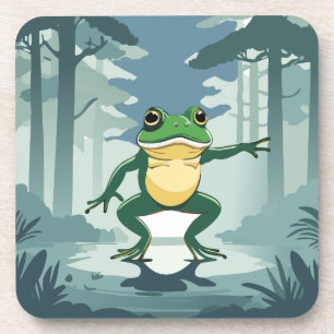 Hopping goede tijden kikker in een moeras Onderzet Bier Onderzetter