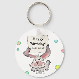 Hoppy Birthday Bunreal Cute Personalized Keychains Sleutelhanger