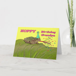Hoppy Birthday for Grandpa Party Frog with Pet Kaart