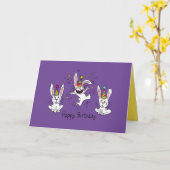 Hoppy Birthday Happy Bunny Rabbit Carte de voeux (Fleur jaune)