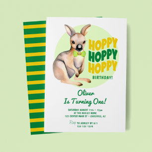 Hoppy Birthday Kangoeroe 1e Verjaardag Kaart