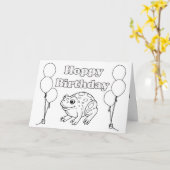 Hoppy BIrthday kikker kleurboek Kaart (Gele Bloem)