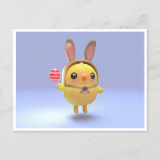 Hoppy Chickling- Easter chicklet with bunny hat Feestdagenkaart