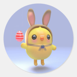 Hoppy Chickling- Easter chicklet with bunny hat Ronde Sticker