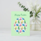Hoppy Easter Bunnies minitroen Briefkaart (Staand voorkant)