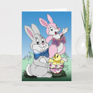 Hoppy Easter Bunny Cartoon Kaart