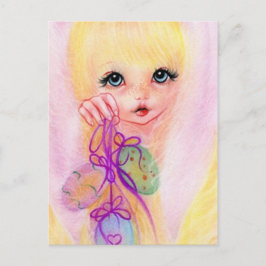 Hoppy easter bunny girl briefkaart (Voorkant)