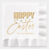 Hoppy Easter Calligraphy Script Persoonlijke naam Folie Servetten (Voorkant)