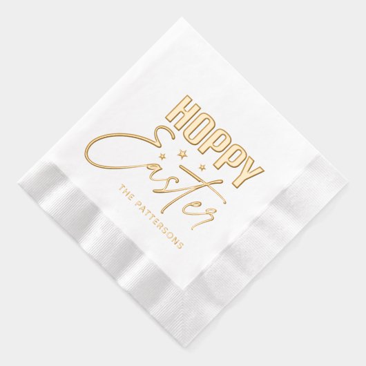 Hoppy Easter Calligraphy Script Persoonlijke naam Folie Servetten (Rechts)