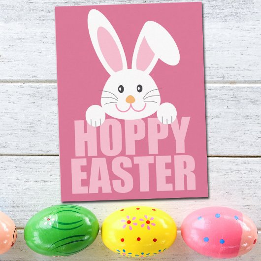 Hoppy Easter - Cute Happy Easter Bunny Pun Briefkaart