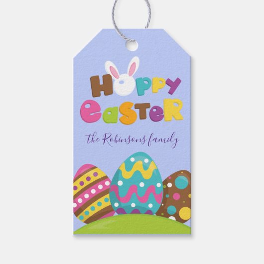 Hoppy Easter Eggs Rabbit Funny Custom Name Gift T Cadeaulabel (Voorkant)