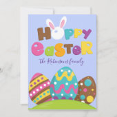 Hoppy Easter Eggs Rabbit Funny Custom Name Text Ho Feestdagenkaart (Voorkant)