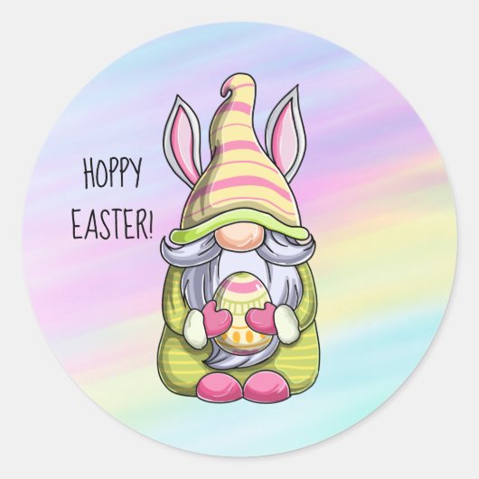 Hoppy Easter Gnome Ronde Sticker (Voorkant)
