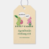 Hoppy Easter Green Pink Easter Bunnies Cadeaulabel (Achterkant)