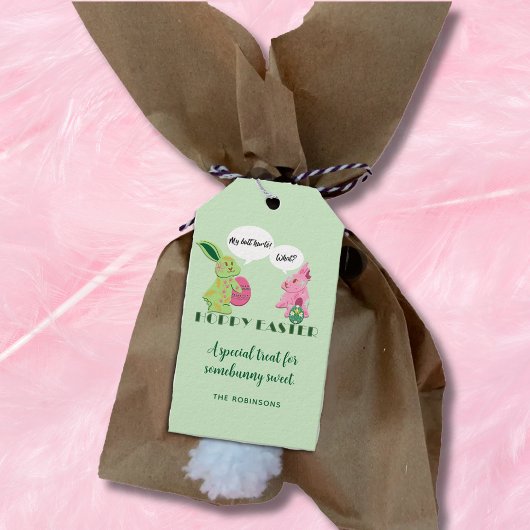 Hoppy Easter Green Pink Easter Bunnies Cadeaulabel