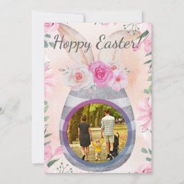 Hoppy Easter photo in grey egg Kaart