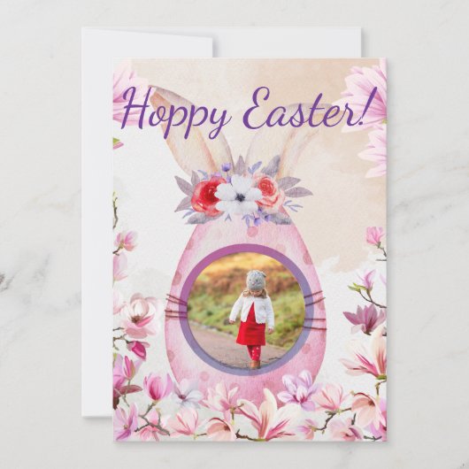 Hoppy Easter pink egg photo Kaart (Voorkant)