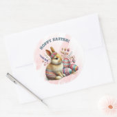 Hoppy Easter Rabbit Easter Eggs Ronde Sticker (Envelop)