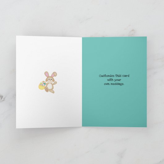 Hoppy Easter Rabbit Opgevouwen Wenskaart Kaart (Binnen)
