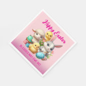 Hoppy Easter Schattige Bunny Chicks Lamb Schildere Servet (Hoek)